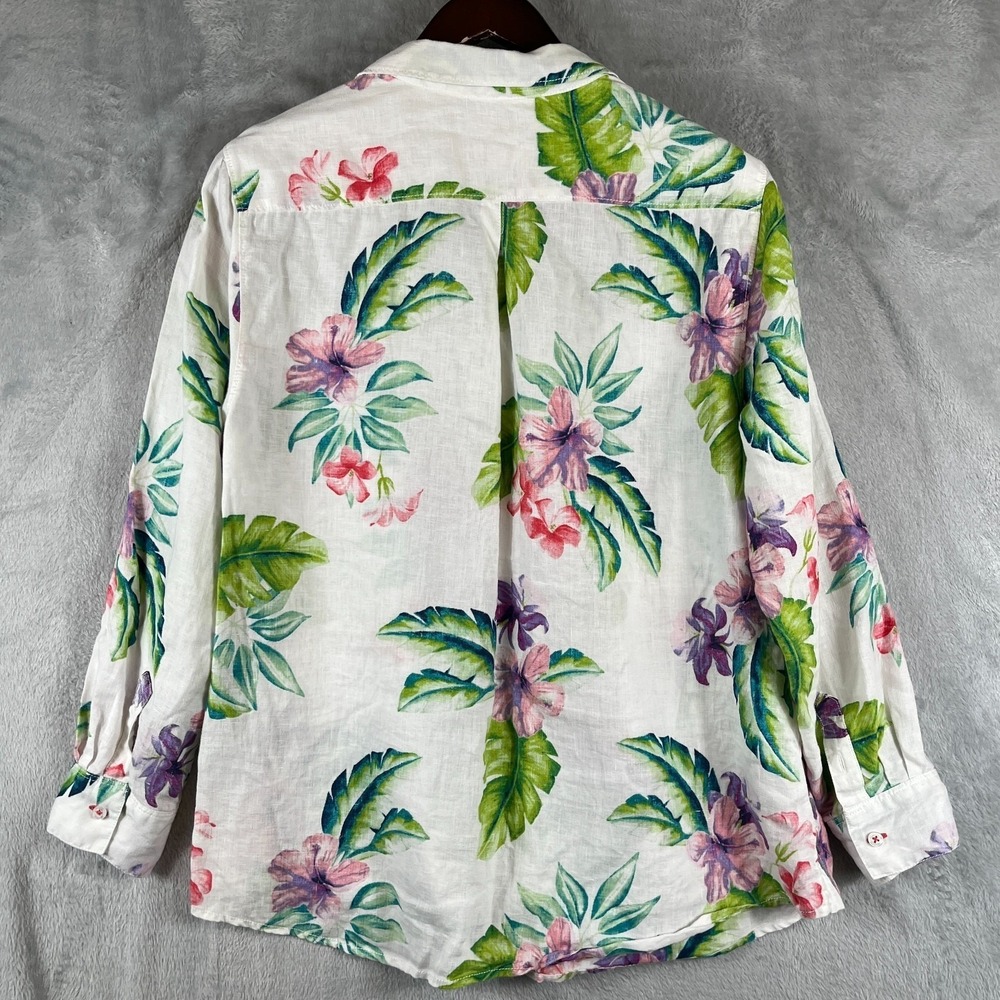 Tommy Bahama Womens XL 100% Linen Tropical Floral Beach Resort Camp Shirt Cruise - Picture 7 of 13